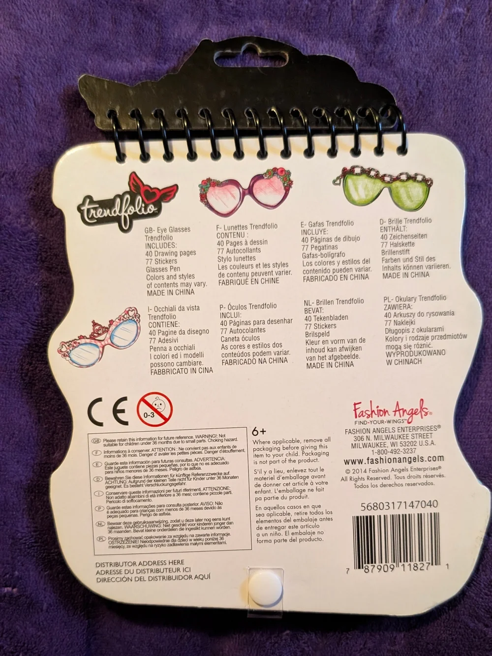 Fashion Angels Trendfolio Eye Glasses Sketch Book & Pen Set NIP Deadstock
